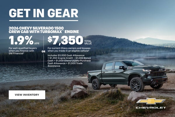 2026 Chevy Silverado 1500 Crew Cab with TurboMax Engine. 1.9% APR for well-qualified buyers when ...